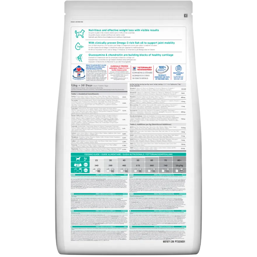 Hill's Science Plan Perfect Weight & Active Mobility Adult Crocchette Con Pollo Per Cani Taglia Grande Sacco 12 Kg