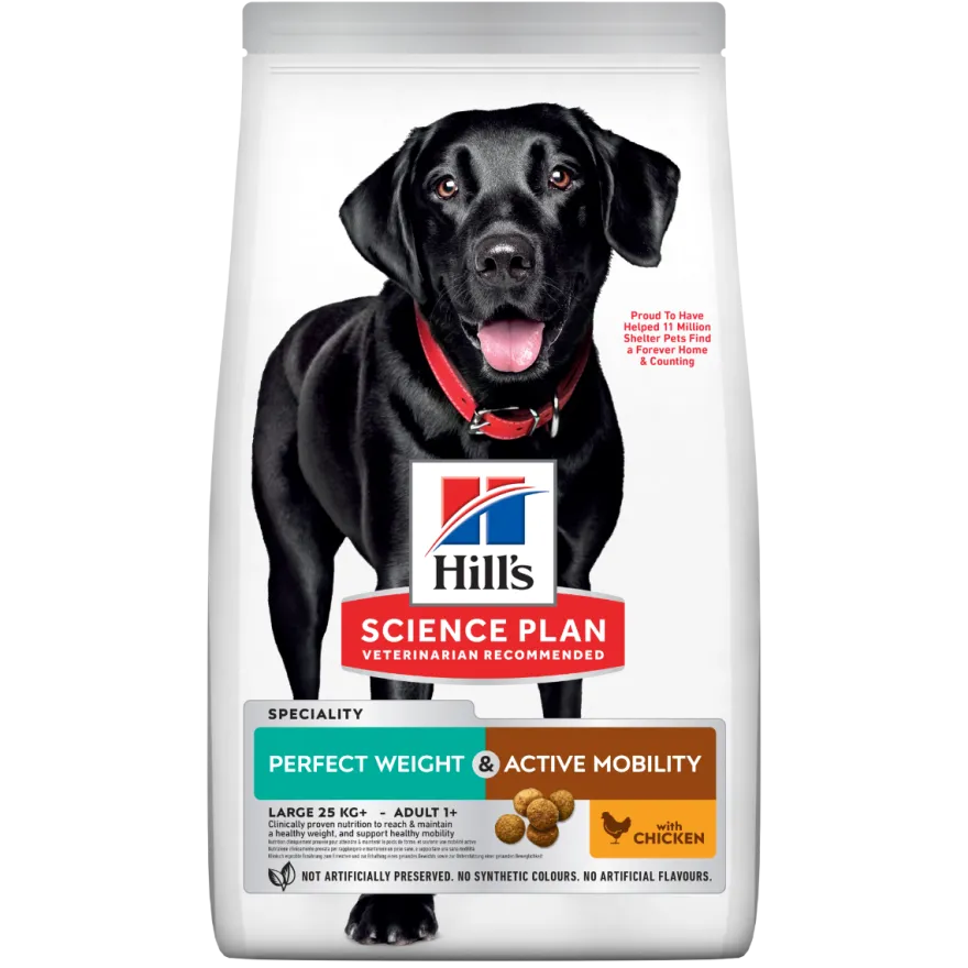 Hill's Science Plan Perfect Weight & Active Mobility Adult Crocchette Con Pollo Per Cani Taglia Grande Sacco 12 Kg