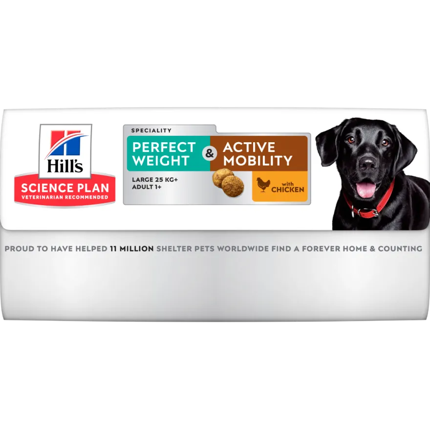 Hill's Science Plan Perfect Weight & Active Mobility Adult Crocchette Con Pollo Per Cani Taglia Grande Sacco 12 Kg
