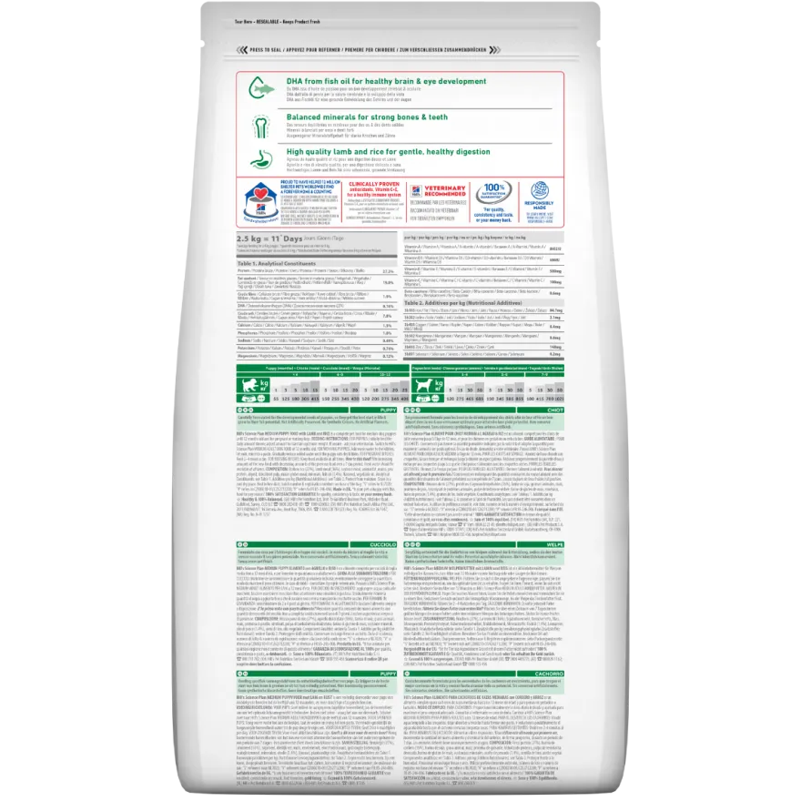 Hill's Science Plan Puppy Medium Crocchette All'agnello E Riso Per Cuccioli Sacco 14 Kg