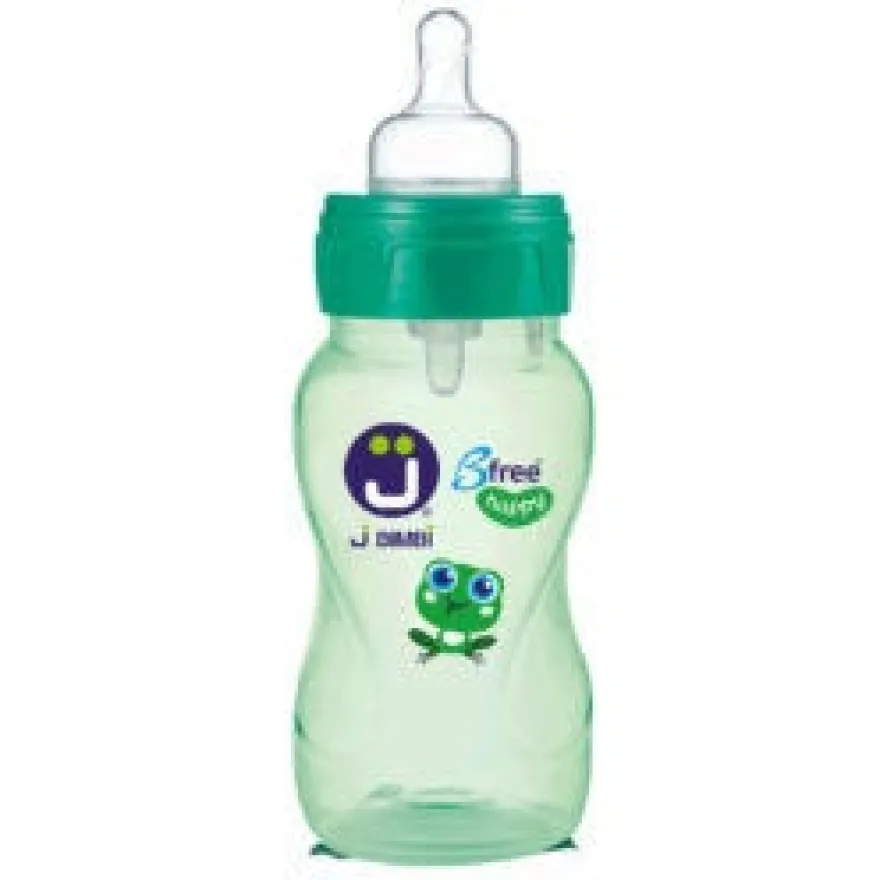 J Bimbi B Free Me Verde Biberon Polipropilene Tettarella Silicone 260ml 0M+