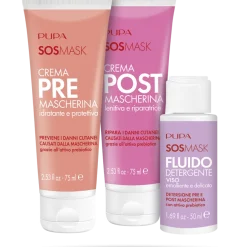 Kit Sos Mask Crema Pre Mascherina 75ml + Crema Post Mascherina 75ml + Fluido Detergente 50ml