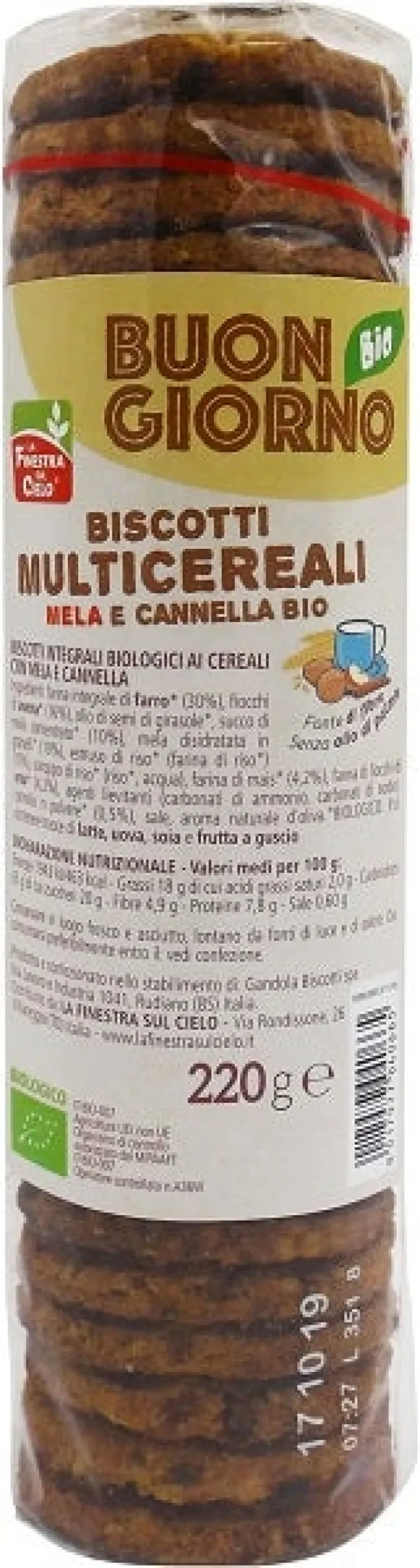 La Finestra Sul Cielo Biscotti Multicereali Bio Mela Cannella 220g