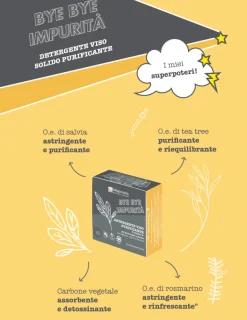 La Saponaria Wonder Pop Detergente Viso Solido Purificante Bye Bye Impurità 70g