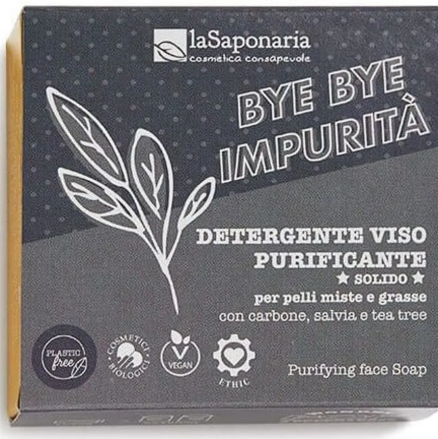La Saponaria Wonder Pop Detergente Viso Solido Purificante Bye Bye Impurità 70g