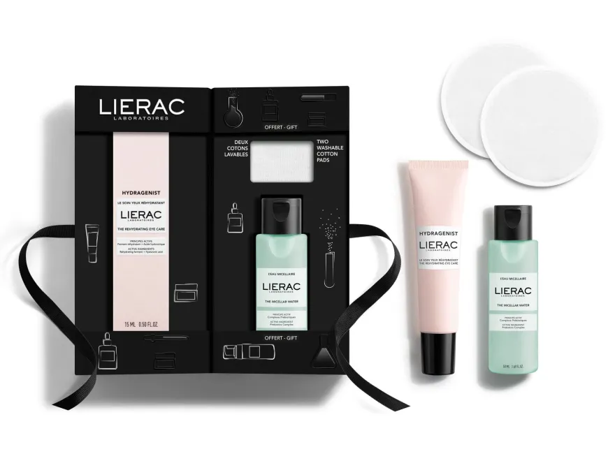 Lierac Cofanetto Hydragenist Trattamento Occhi 15ml + Acqua Micellare 50ml + Pads Struccanti Lavabili