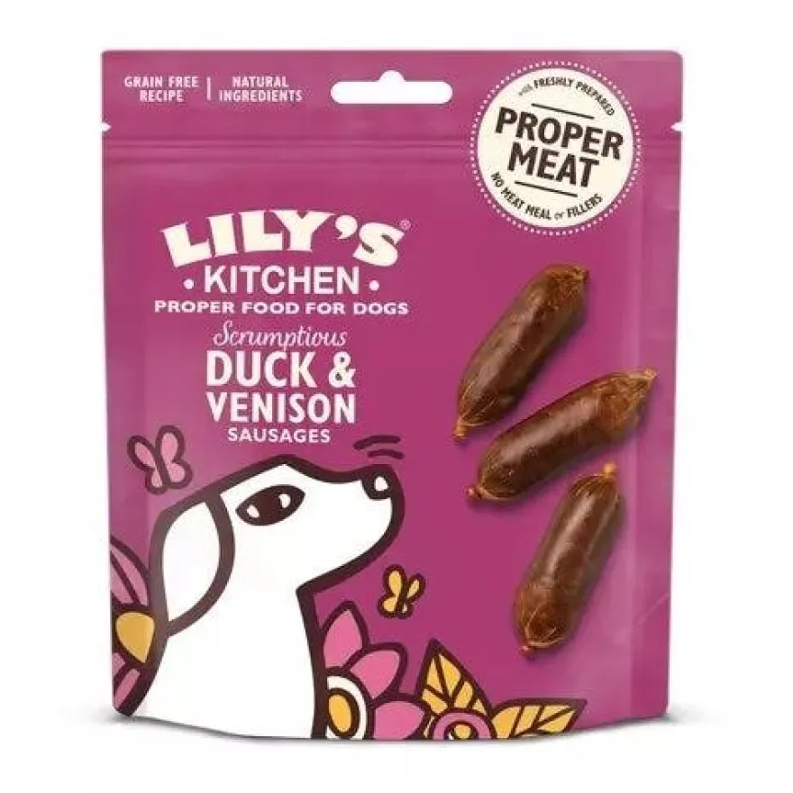 Lily's Kitchen Scrumptious Duck & Venison Sausages Snacks Dog 70g
