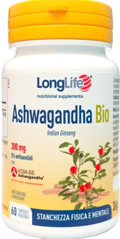 Longlife Ashwagandha Bio 5% 300 mg 60 Capsule Vegetali