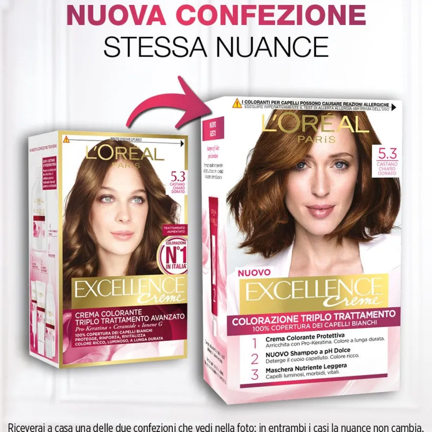 L'Oréal Paris Excellence Tinta Capelli 5.3 Castano Chiaro Dorato 1 Pezzo