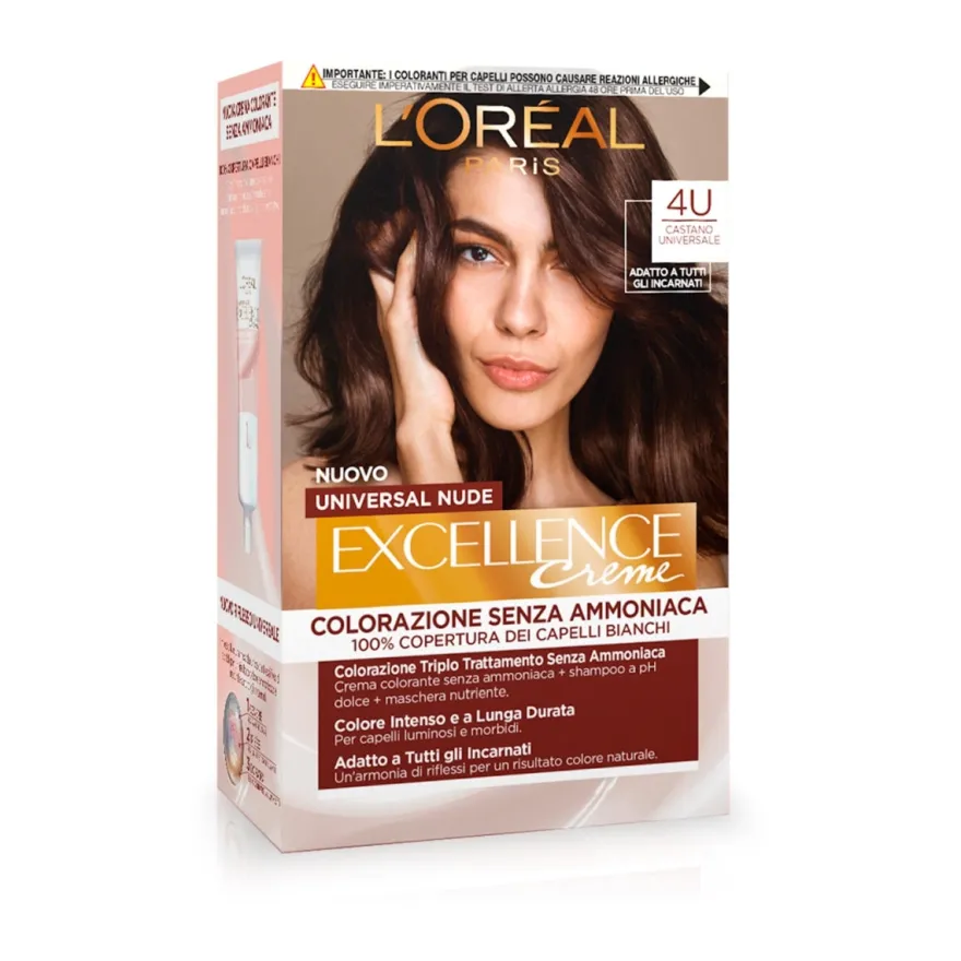 L'Oréal Paris Kit Excellence Universal Nude Colorazione Permanente 4U Castano Universale