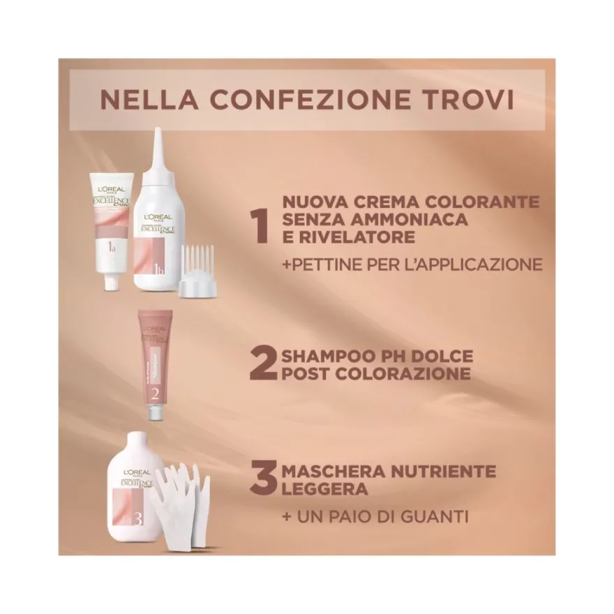 L'Oréal Paris Kit Excellence Universal Nude Colorazione Permanente 8U Biondo Chiaro Universale