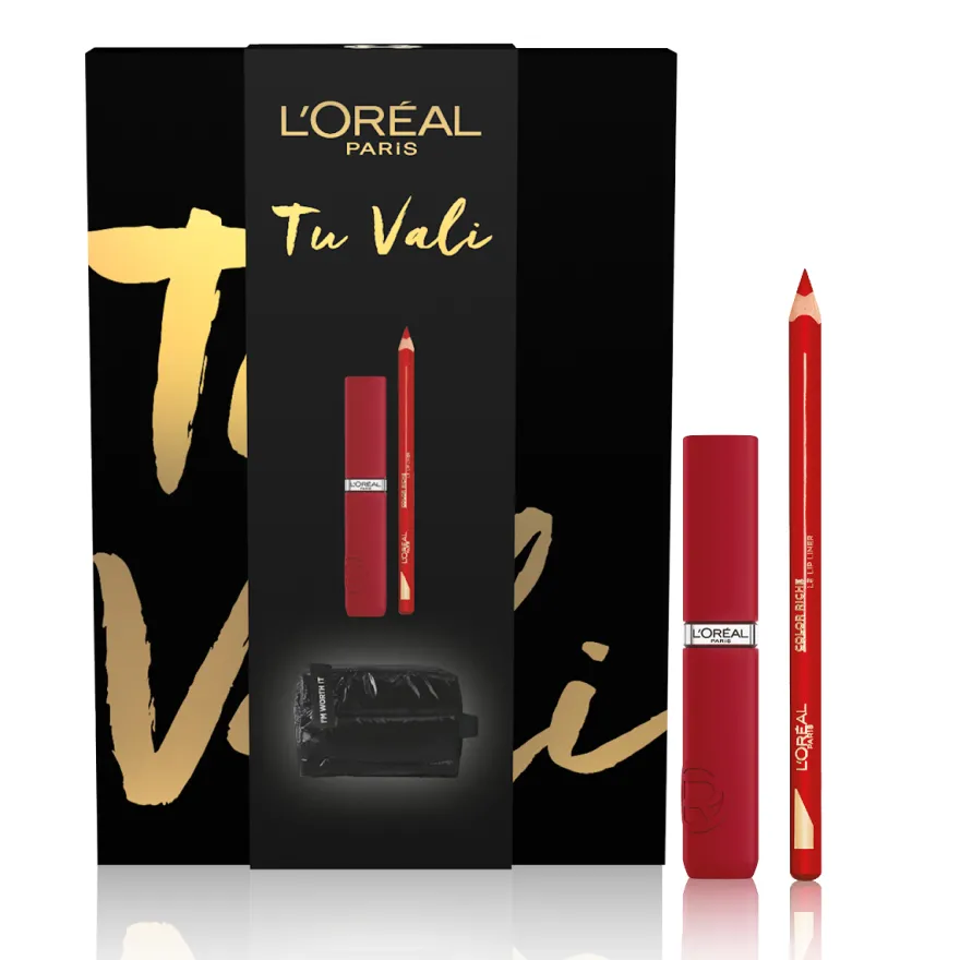 L'Oréal Paris Self Confidence Box Mini Beauty Matte Resistance Red + Matita Labbra