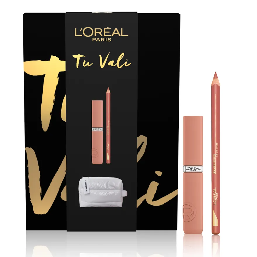 L'Oréal Paris Self Confidence Box Mini Beauty Nero Kit Lips Matte Resistance Nude + Matita Labbra