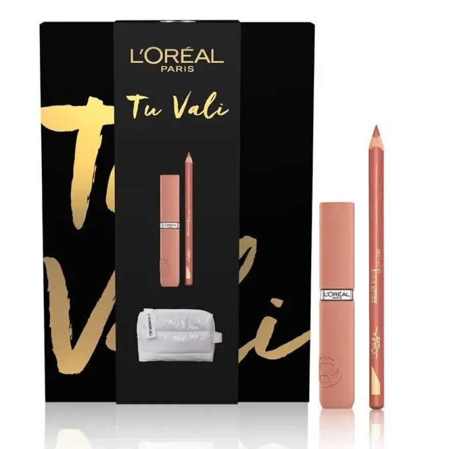 L'Oréal Paris Self Confidence Box Mini Beauty Nero Kit Lips Matte Resistance Nude + Matita Labbra