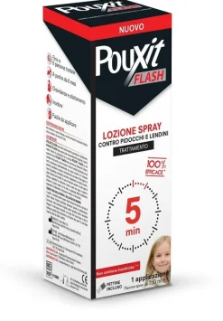 Lozione Spray Contro Pidocchi e Lendini Pouxit Flash Trattamento con Pettine Incluso 150 ml