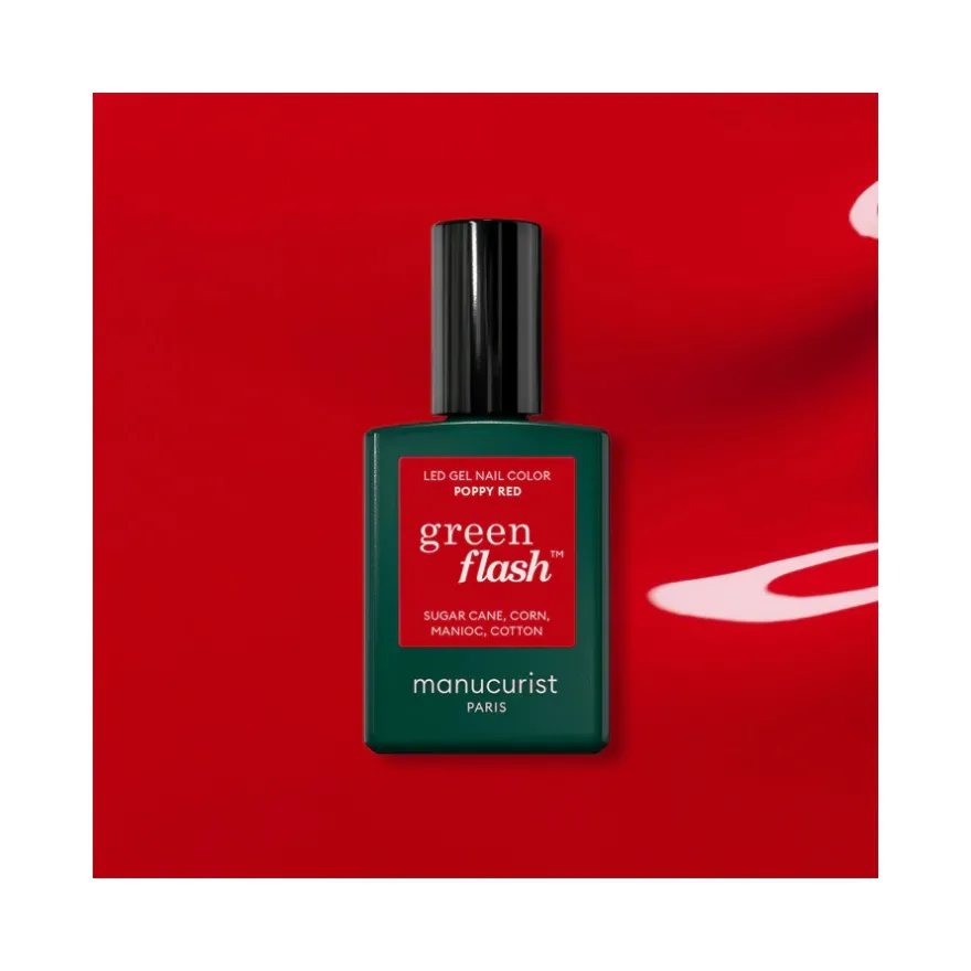 Manucurist Kit Essentials Green Flash Con Smalto Semipermanente Poppy Red