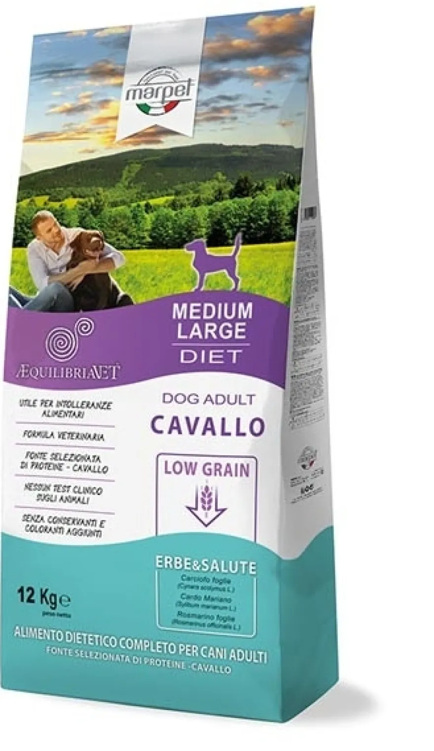 Marpet Aequilibriavet Low Grain Cavallo Cibo Secco Per Cani Adulti Taglia Medium Large Sacco 12 Kg