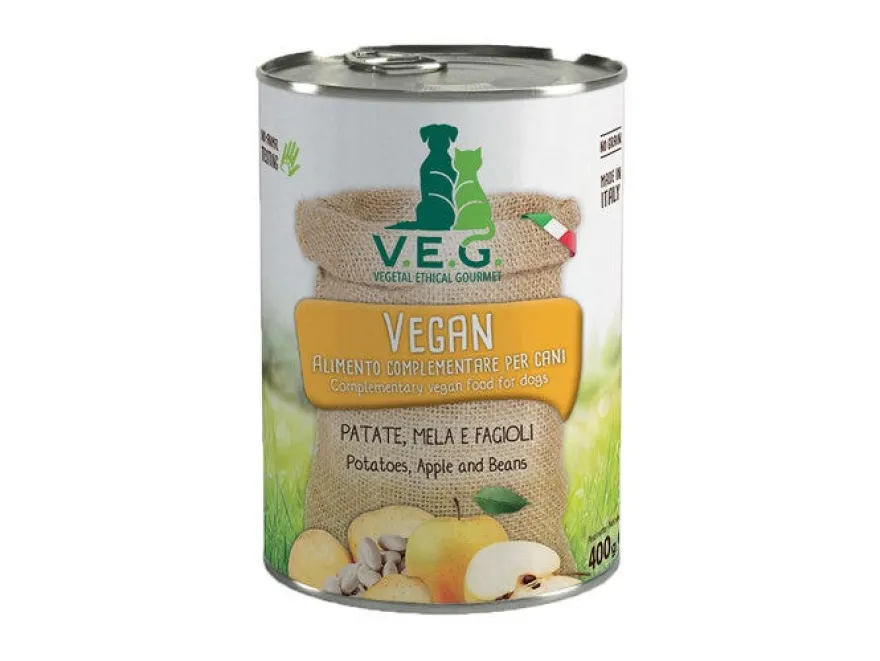 Marpet Vegan Dog Patate/Mela/Fagioli Cibo Umido Per Cani Adulti Scatoletta 400g