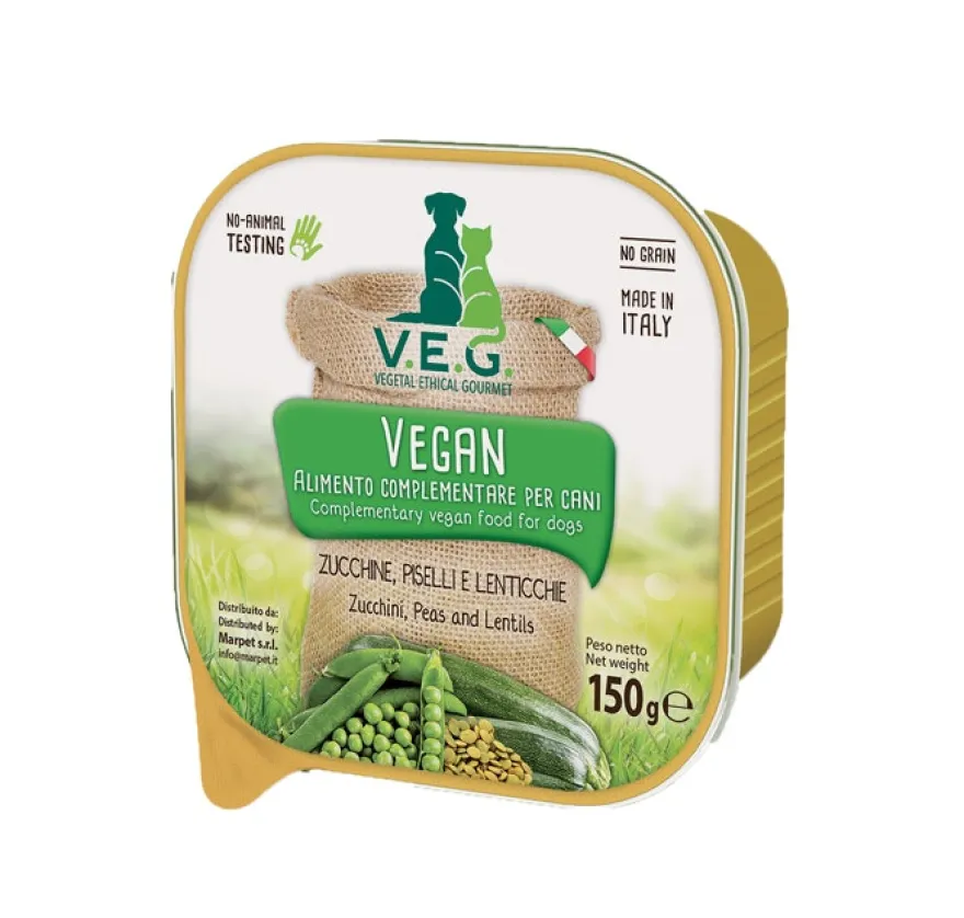 Marpet Vegan Dog Zucchine/Piselli/Lenticchie Cibo Umido Per Cani Adulti Vaschetta 150g