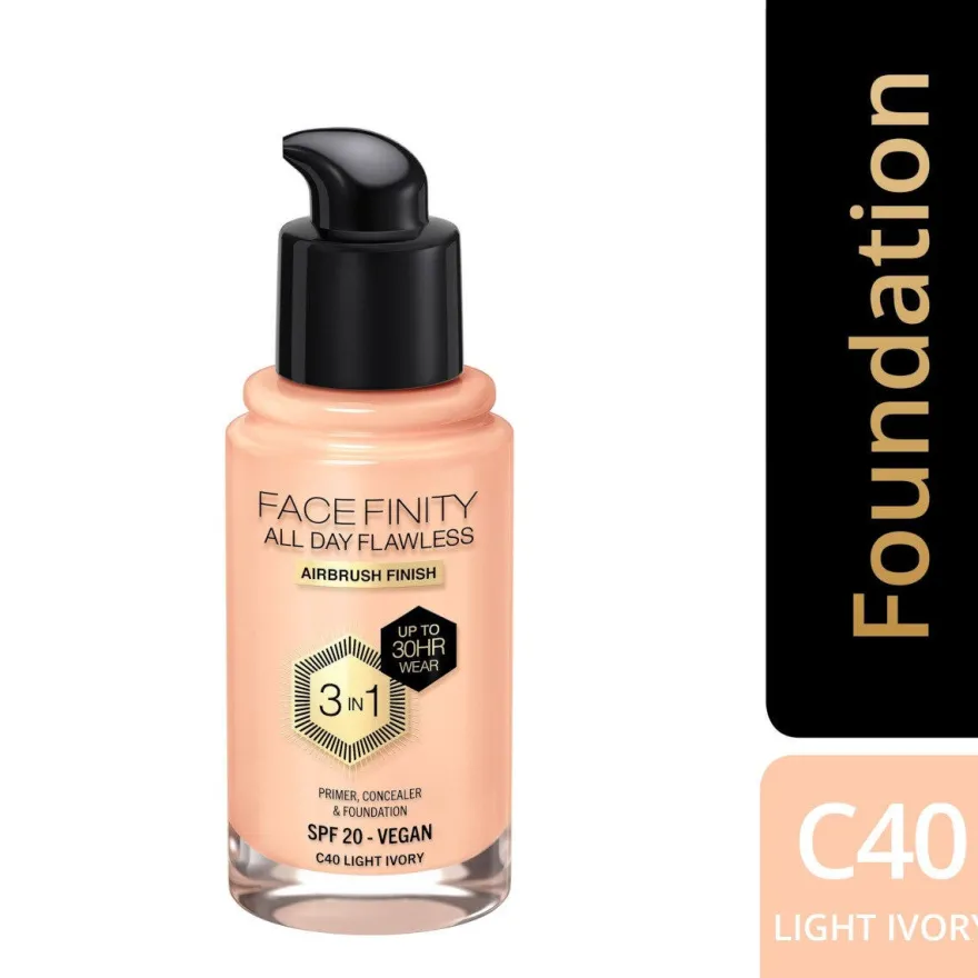 Max Factor Fondotinta Facefinity All Day Flawless 3In1 C40 Light Ivory 30ml