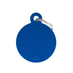Medaglietta Per Cani E Gatti Personalizzata Cerchio In Alluminio Blu Taglia Grande