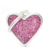 Medaglietta Per Cani E Gatti Personalizzata Cuore Rosa Con Glitter Taglia Piccola