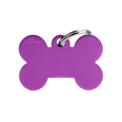 Medaglietta Per Cani E Gatti Personalizzata Osso In Alluminio Viola Taglia Grande