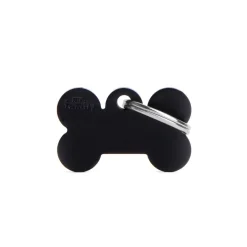 Medaglietta Per Cani E Gatti Personalizzata Osso In Alluminio Nero Taglia Piccola