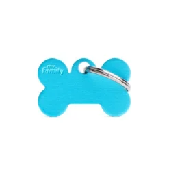 Medaglietta Per Cani E Gatti Personalizzata Osso In Alluminio Azzurro Taglia Piccola