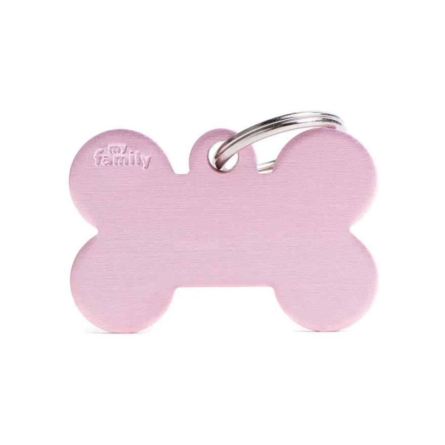 Medaglietta Per Cani E Gatti Personalizzata Osso In Alluminio Rosa Taglia Grande