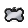 Medaglietta Per Cani E Gatti Personalizzata Osso In Ottone Cromato Con Gomma Nera