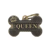 Medaglietta Per Cani E Gatti Personalizzata Osso Queen English Bronx Taglia Grande
