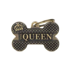 Medaglietta Per Cani E Gatti Personalizzata Osso Queen English Bronx Taglia Grande