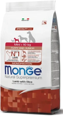 Monge Agnello Riso E Patate Cibo Secco Per Cani Cuccioli Taglia Piccola Sacco 800g
