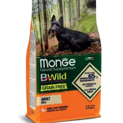 Monge B Wild Grain Free Anatra E Patate Cibo Secco Per Cani Adulti Taglia Piccola Sacco 2,5 Kg