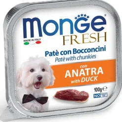 Monge Fresh Paté Bocconcini Con Anatra Cibo Umido Per Cani Adulti 100g