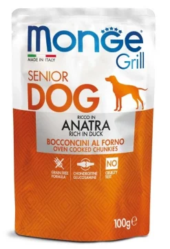 Monge Grill Senior Bocconcini con Anatra Cibo Umido Per Cani 100g