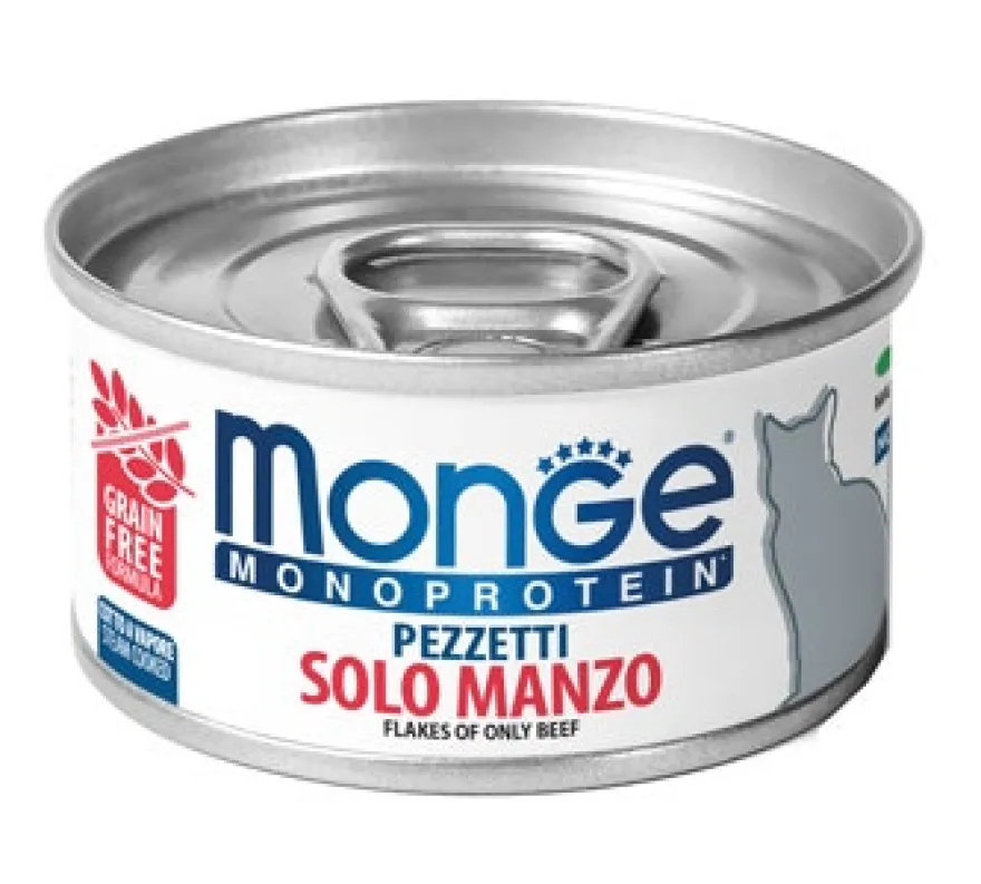Monge Monoproteico Pezzetti Solo Manzo Cibo Umido Gatti 80g