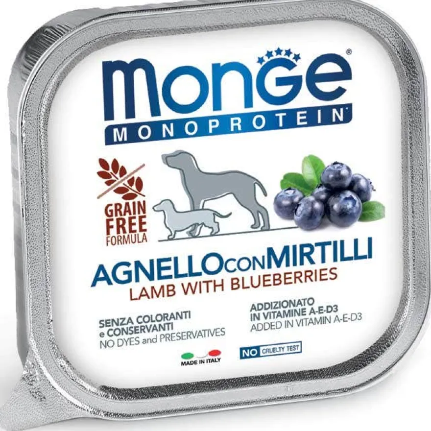 Monge Monoprotein Agnello Con Mirtilli Cibo Umido Per Cani Adulti 150g