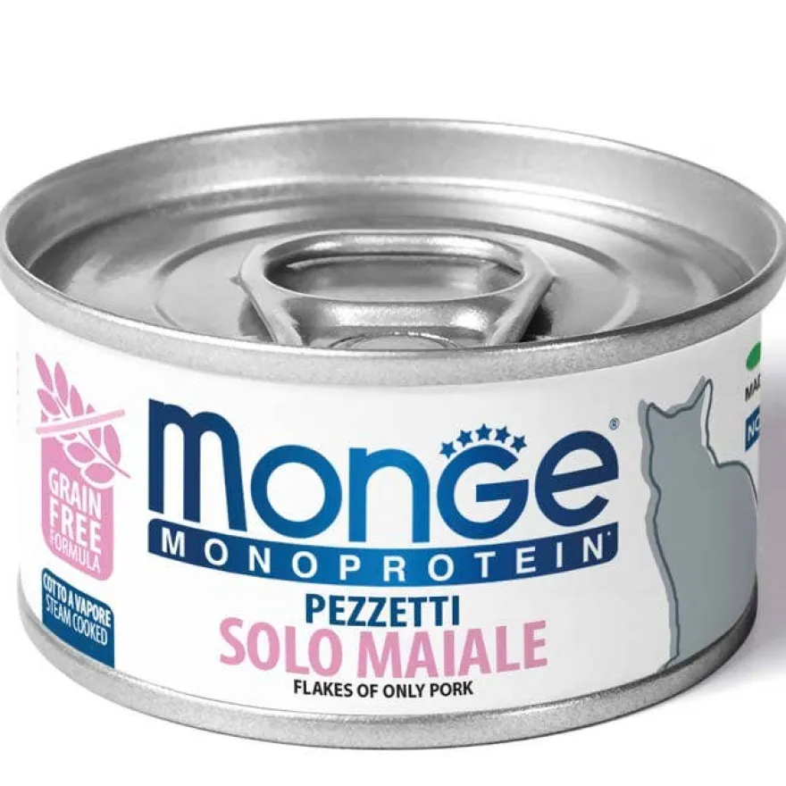 Monge Monoprotein Pezzetti Solo Maiale Cibo Umido Per Gatti Adulti 80g