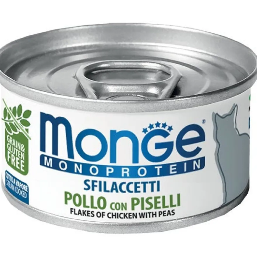 Monge Monoprotein Sfilaccetti Pollo Con Piselli Cibo Umido Per Gatti Adulti 80g