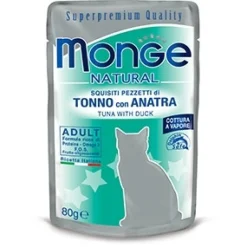 Monge Natural Superpremium Cotti a Vapore Con Tonno E Anatra Cibo Umido Per Gatti 80g