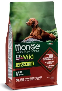 Monge Natural SuperPremium Grain Free Formula All Breeds Gusto Agnello Patate Piselli Cibo Secco Cani Adulti Sacco 12kg