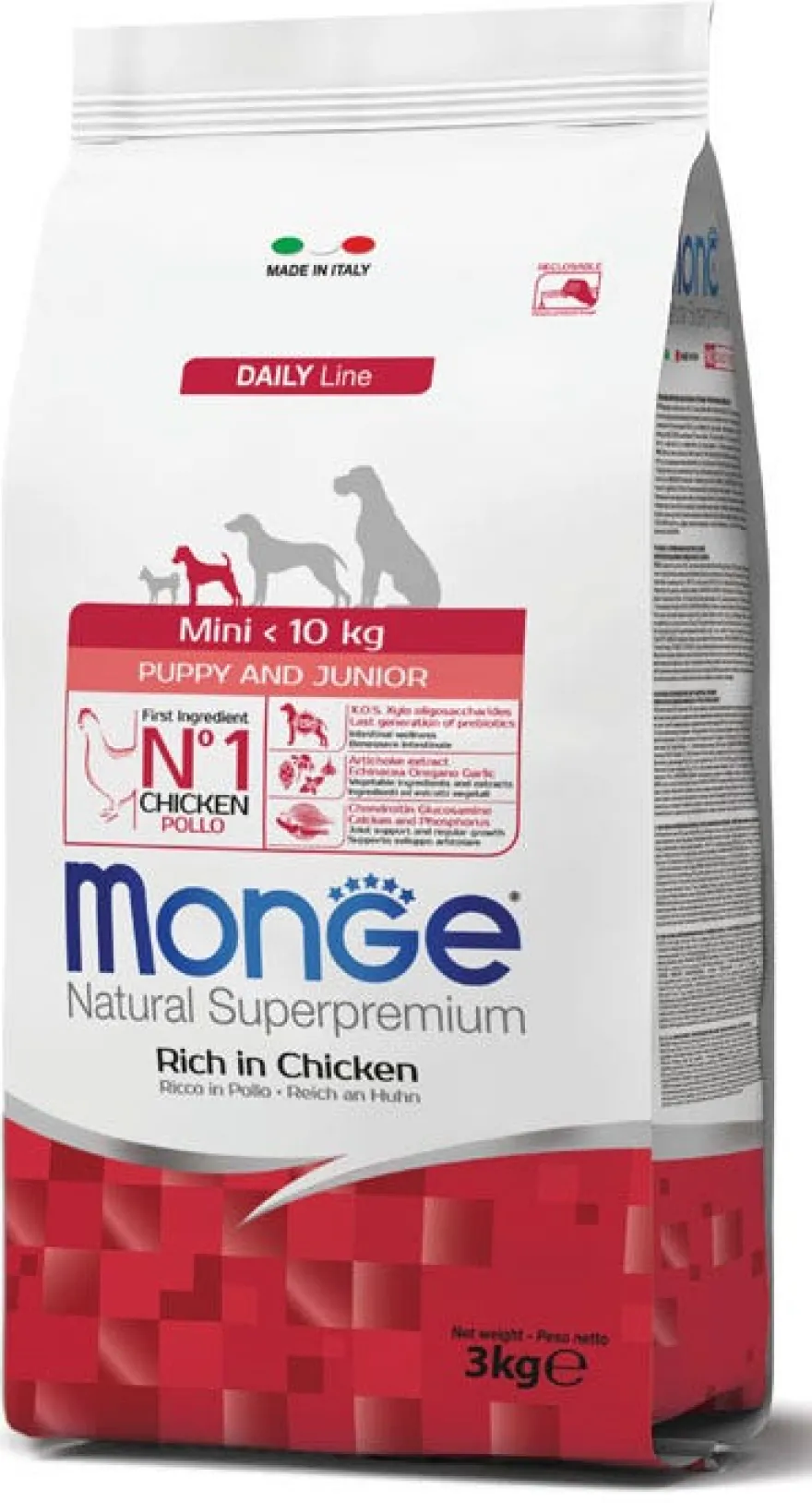 Monge Natural Superpremium Mini Ricco In Pollo Cibo Secco Cani Cuccioli Taglia Mini Sacco 800g