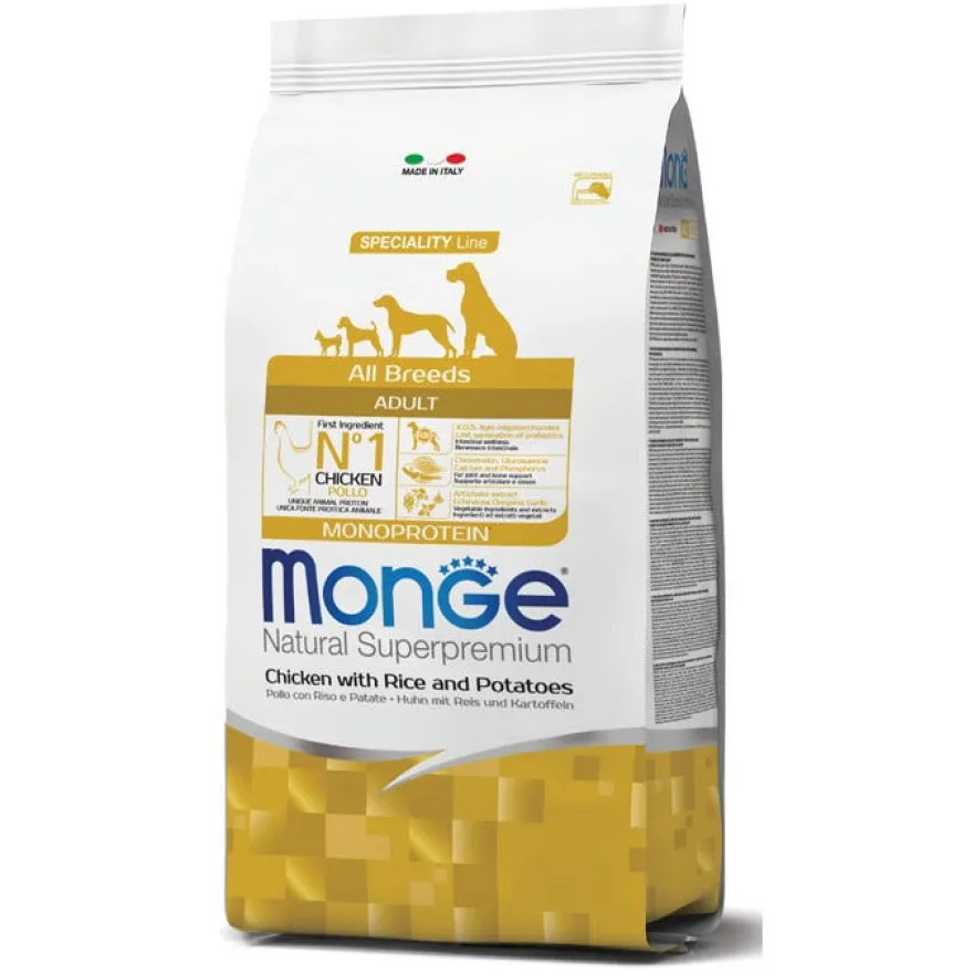 Monge Pollo Riso E Patate Cibo Secco Per Cani Adulti Sacco 2,5 Kg