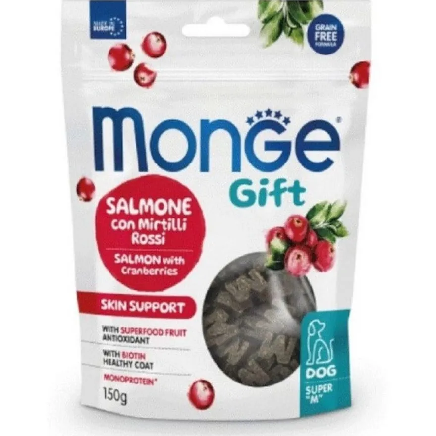 Monge Snack Super M Skin Support Per Cani Adulti Salmone Con Mirtilli Rossi 150g