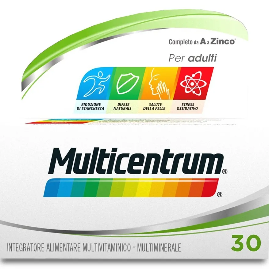 Multicentrum Adulti Integratore Alimentare Multivitaminico Vitamina C B D3 Calcio Ferro Zinco 30 Cpr