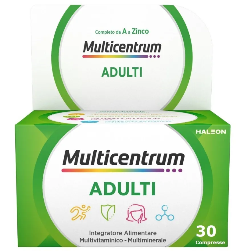 Multicentrum Adulti Integratore Alimentare Multivitaminico Vitamina C B D3 Calcio Ferro Zinco 30 Cpr
