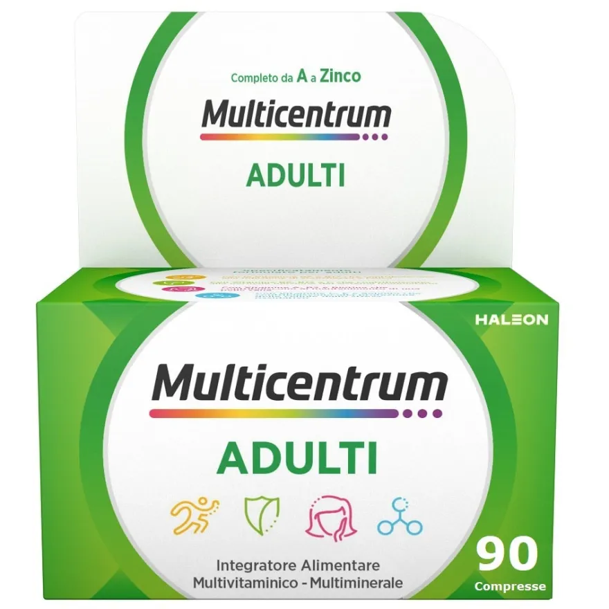 Multicentrum Adulti Integratore Alimentare Multivitaminico Vitamina C B D3 Calcio Ferro Zinco 90 Cpr
