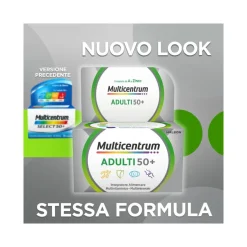 Multicentrum Adulti 50+ Integratore Alimentare Multivitaminico Vitamina B D E Magnesio Calcio 30 Compresse